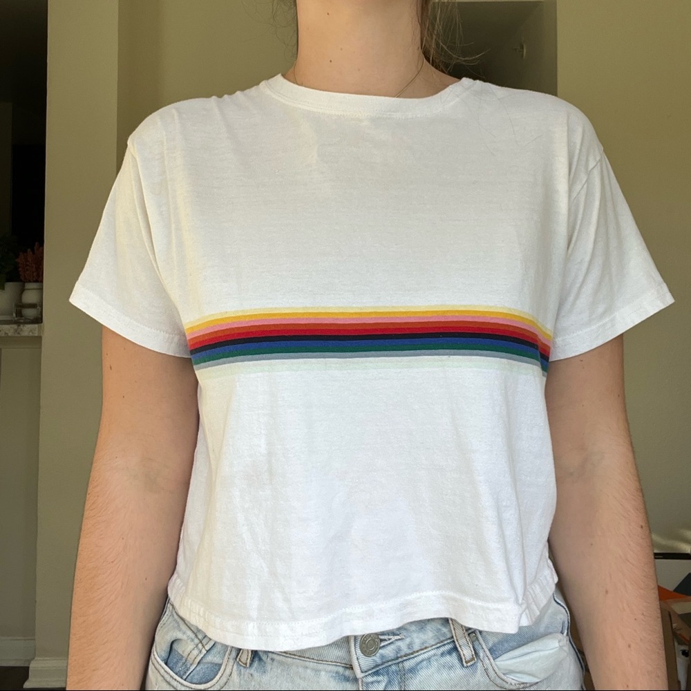 John Galt Cropped Rainbow Tee